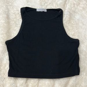Black Tight Fit Cropped Tank Top, Size Medium